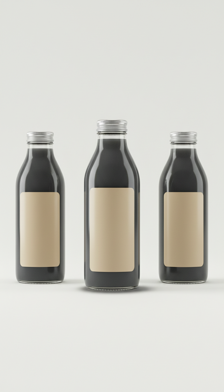 Charcoal Cleanse Juice Glass Bottle